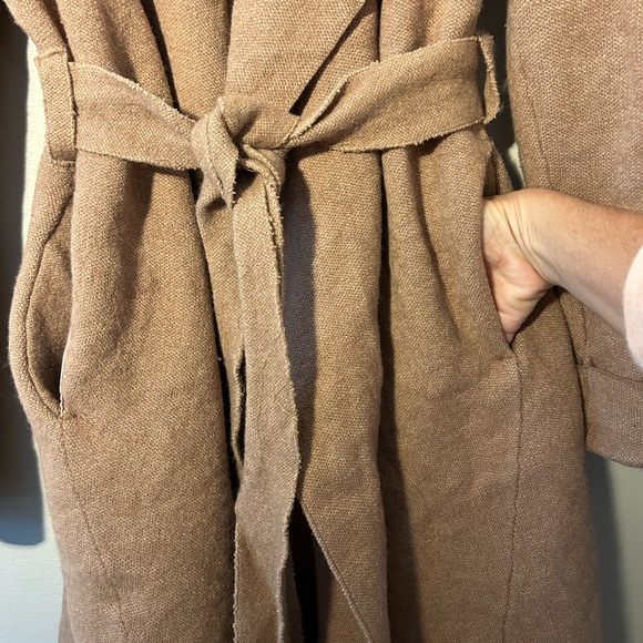 ANTHROPOLOGIE MOTH TAN COTTON WOOL BELTED CARDIGAN JACKET SIZE MEDIUM - Picture 4 of 10